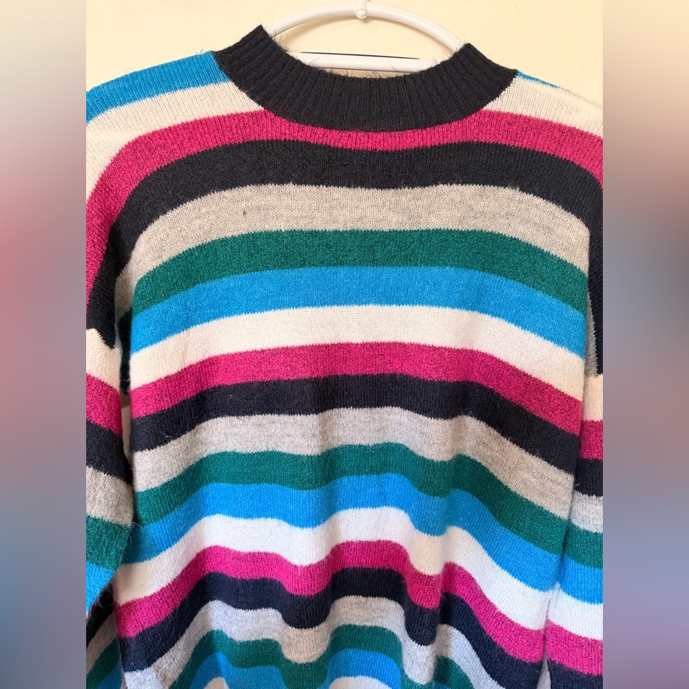 Laura Scott Striped Knit Sweater XL Colorful Crewneck - Picture 3 of 7